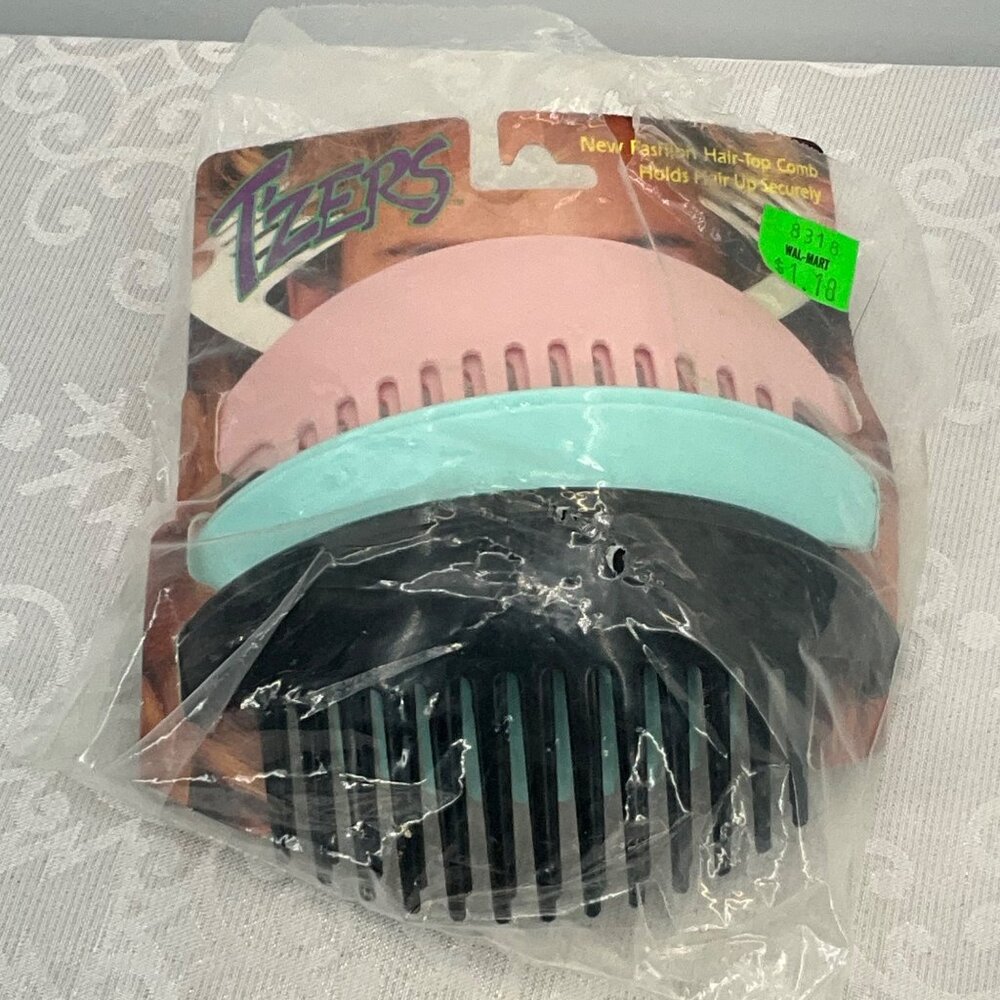 T'zers Hair-Top Comb Set‎ 3 Colors Plastic Holds Hair Securely